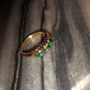 10k Yellow Gold ladies' emerald and diamond ring
